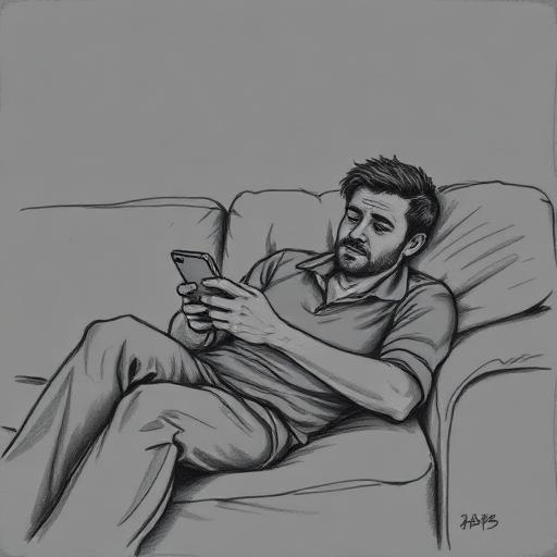 Mark — stuck, scrolling his phone
